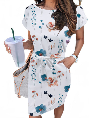 UVN Summer Dresses for Women Striped T Shirt Dress Casual Midi Dress Short Sleeve Sundress with Pockets
