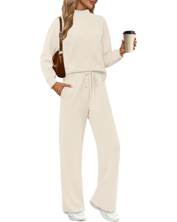 UVN Outfit Sets for Women Fall Winter Long Sleeve Tops And Long Pants Sweatsuits Casual 2 Piece Tracksuit Lounge Set