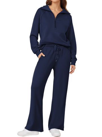 UVN Outfit Sets for Women 2 Piece Sets Winter Casual Tracksuit Long Sleeve Lounge Set Outfits with Pockets