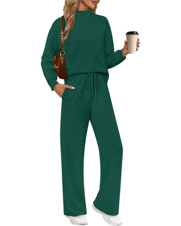 UVN Outfit Sets for Women Fall Winter Long Sleeve Tops And Long Pants Sweatsuits Casual 2 Piece Tracksuit Lounge Set