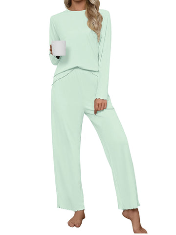 UVN Fall Womens 2 Piece Pajamas Set Loungewear Long Sleeve Tops and Pants Soft Lounge Sets