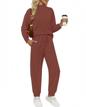 UVN Outfit Sets for Women Fall Winter Long Sleeve Tops And Long Pants Sweatsuits Casual 2 Piece Tracksuit Lounge Set