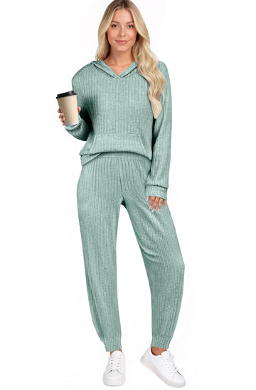 UVN Two Piece Outfits for Women Long Sleeve Hoodies Tops And Pants Pajamas Sets Casual Fall Winter Lounge Set with Pockets