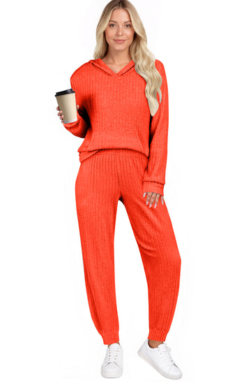 UVN Two Piece Outfits for Women Long Sleeve Hoodies Tops And Pants Pajamas Sets Casual Fall Winter Lounge Set with Pockets