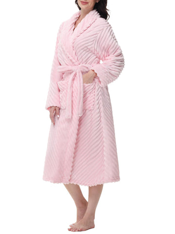 UVN Fleece Robes for Women Winter Plush Long Bathrobes Soft Cozy Fluffy Premium Sleepwear Housecoats