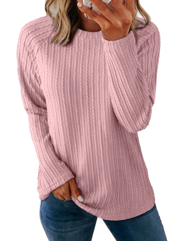 UVN Sweatshirts For women Long Sleeve Shirts Ladies Fall Crewneck Pullovers Casual Knit Tops