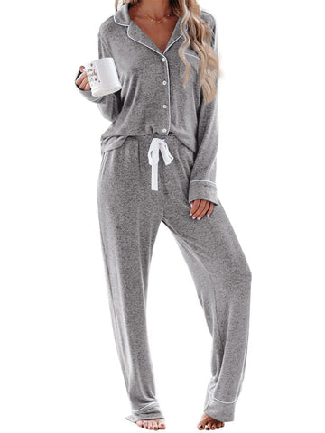 UVN Womens Pajama Sets Long Sleeve Top and Long Pants Soft Pjs Sleepwear Ladies Button Down Lounge Set