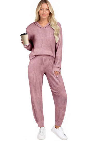 UVN Two Piece Outfits for Women Long Sleeve Hoodies Tops And Pants Pajamas Sets Casual Fall Winter Lounge Set with Pockets