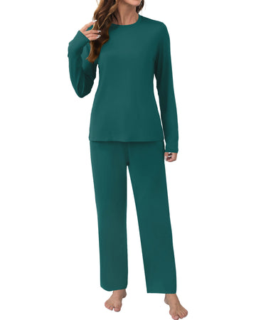UVN Womens Pajamas Sets Long Sleeve Tops and Long Pants 2 Piece Outfit Fall Sleepwear Nightwear Soft Pjs Lounge Sets