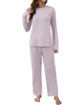 UVN Womens Pajamas Sets Long Sleeve Tops and Long Pants 2 Piece Outfit Fall Sleepwear Nightwear Soft Pjs Lounge Sets