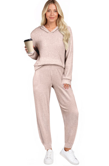 UVN Two Piece Outfits for Women Long Sleeve Hoodies Tops And Pants Pajamas Sets Casual Fall Winter Lounge Set with Pockets