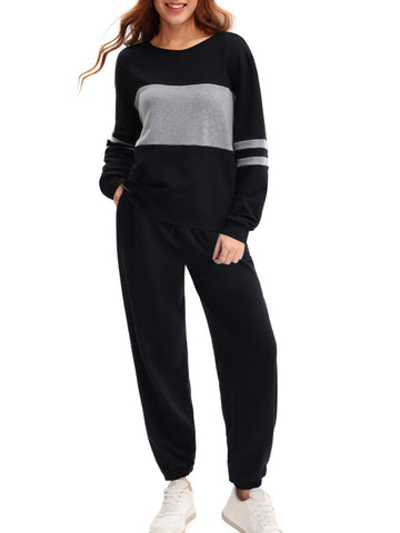 UVN Tracksuit for Women Colorblock Striped Sweatsuit Casual 2 Piece Sweatshirts Sweatpants Jogger Set Outfits