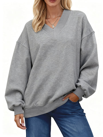 UVN Womens Oversized Sweatshirts Fall Winter Long Sleeve V Neck Hoodies Ladies Casual Loose Pullover Clothes