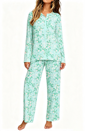 UVN Womens Pajama Sets Fall Long Sleeve Button Down Tops and Pants 2 Piece Outfits Soft Pjs Sleepwear Loungewear with Pockets