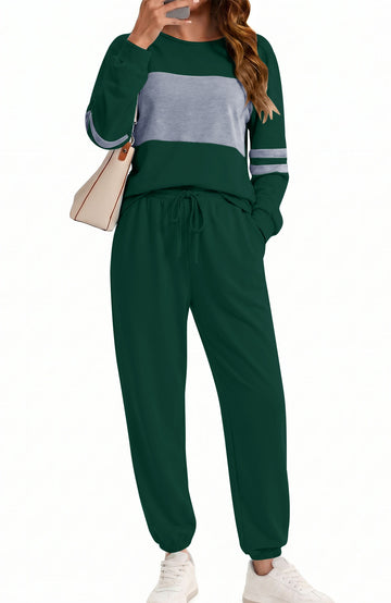 UVN Tracksuit for Women Colorblock Striped Sweatsuit Casual 2 Piece Sweatshirts Sweatpants Jogger Set Outfits