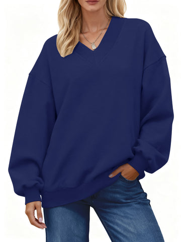 UVN Womens Oversized Sweatshirts Fall Winter Long Sleeve V Neck Hoodies Ladies Casual Loose Pullover Clothes