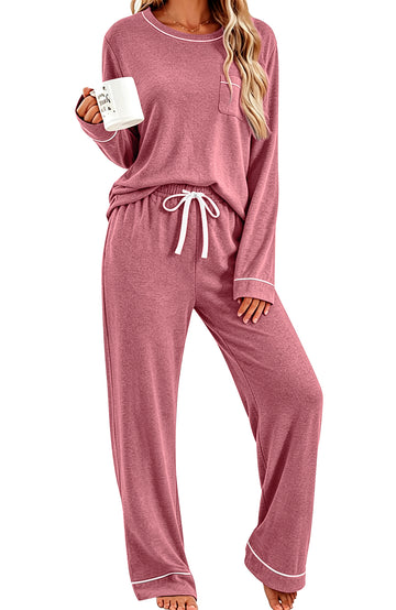 UVN Womens Pajama Sets Long Sleeve Tops and Long Pants 2 Piece Outfit Fall Casual Sleepwear Nightwear Soft Pjs Lounge Sets