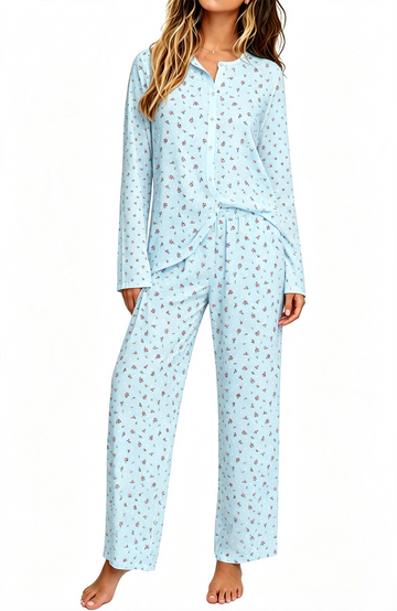 UVN Womens Pajama Sets Fall Long Sleeve Button Down Tops and Pants 2 Piece Outfits Soft Pjs Sleepwear Loungewear with Pockets