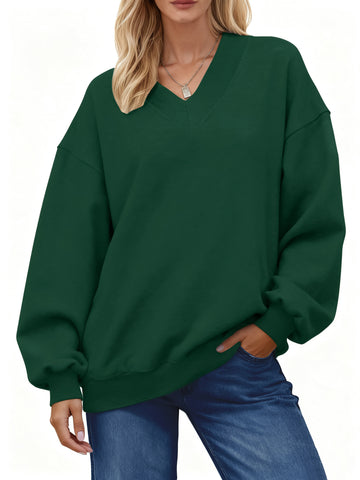 UVN Womens Oversized Sweatshirts Fall Winter Long Sleeve V Neck Hoodies Ladies Casual Loose Pullover Clothes