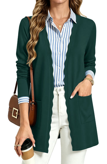 UVN Cardigan Sweater for Women Fall Long Sleeve Open Front Tops Ladies Casual Lightweight Soft Knit Coats with Pockets