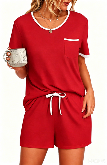 UVN Pajamas Sets for Women 2 Piece Lounge Set Short Sleeve Tops and Shorts Soft Pj Set Sleepwear Loungewear