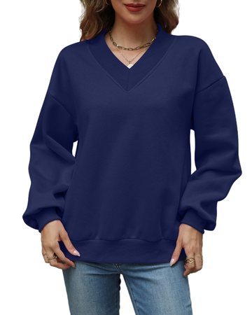 UVN Womens Oversized Sweatshirts Fall Winter Long Sleeve V Neck Hoodies Ladies Casual Loose Pullover Clothes