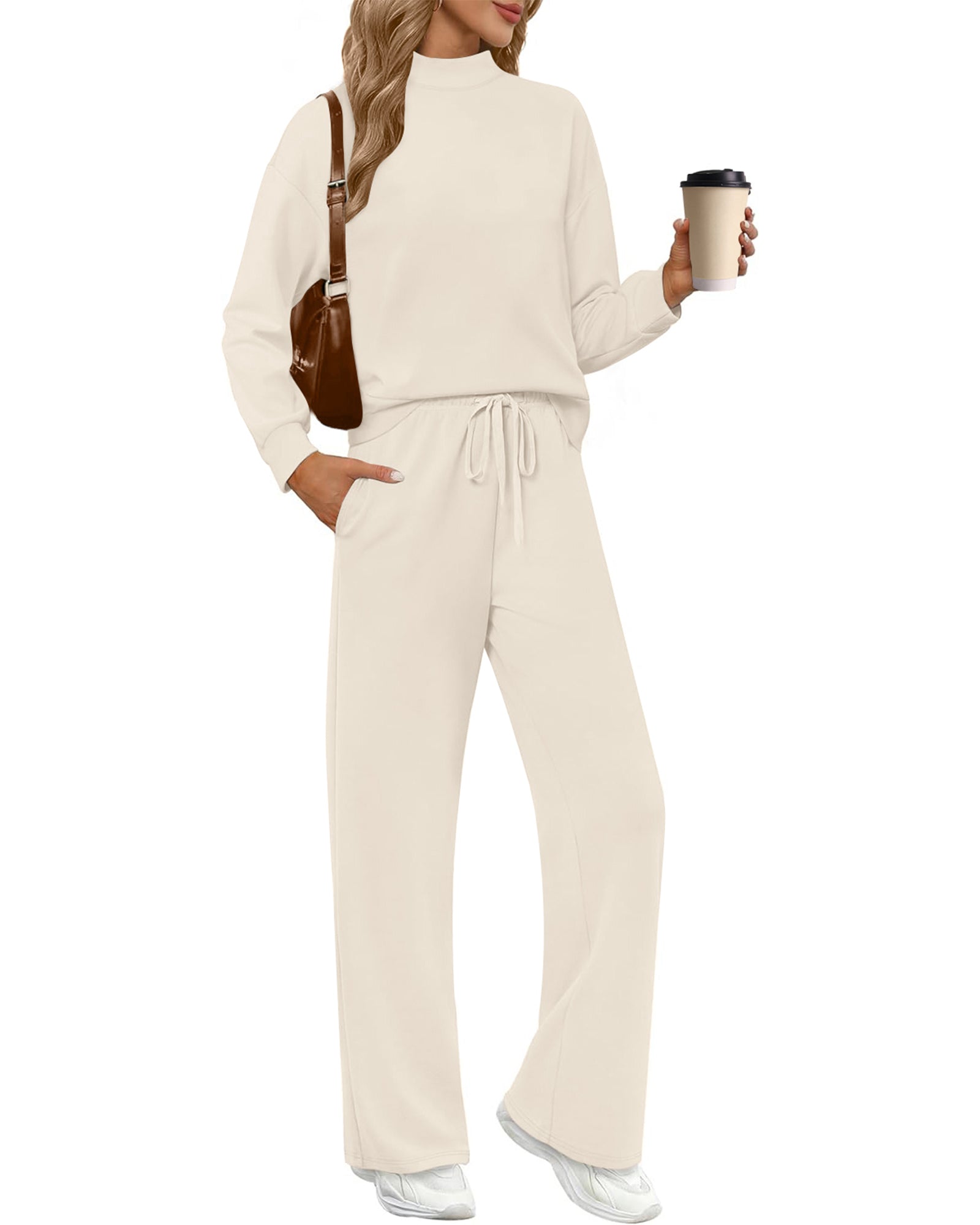 UVN Outfit Sets for Women Fall Winter Long Sleeve Tops And Long Pants Sweatsuits Casual 2 Piece Tracksuit Lounge Set