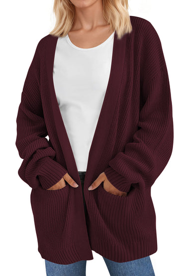 UVN Sweaters for Women Fall Winter Open Front Cardigans Long Sleeve Oversized Casual Soft Knit Outerwear Coats with Pockets