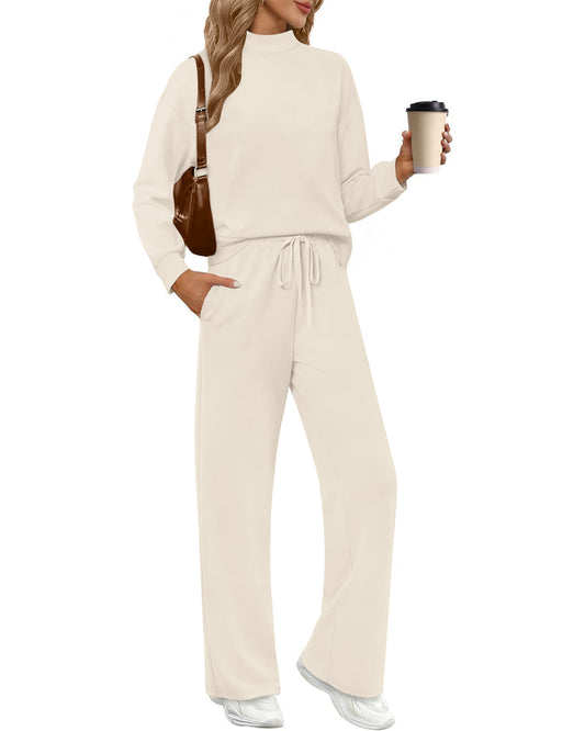 UVN Outfit Sets for Women Fall Winter Long Sleeve Tops And Long Pants Sweatsuits Casual 2 Piece Tracksuit Lounge Set