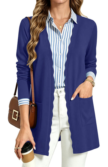 UVN Cardigan Sweater for Women Fall Long Sleeve Open Front Tops Ladies Casual Lightweight Soft Knit Coats with Pockets