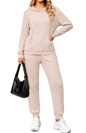 UVN Two Piece Outfits for Women Long Sleeve Hoodies Tops And Pants Pajamas Sets Casual Fall Winter Lounge Set with Pockets