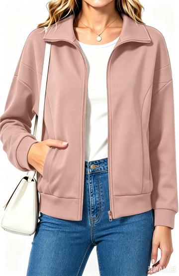 UVN Sweatshirts Jackets for Women Long Sleeve Lapel Zip Up Coats Ladies Trendy Fall Casual Outerwear Tops with Pockets