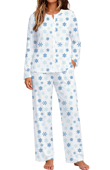 UVN Womens Pajama Sets Fall Long Sleeve Button Down Tops and Pants 2 Piece Outfits Soft Pjs Sleepwear Loungewear with Pockets
