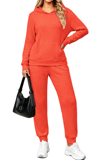 UVN Two Piece Outfits for Women Long Sleeve Hoodies Tops And Pants Pajamas Sets Casual Fall Winter Lounge Set with Pockets