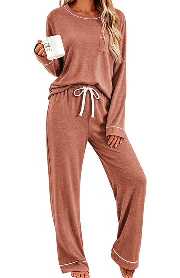 UVN Womens Pajama Sets Long Sleeve Tops and Pants 2 Piece Outfits Fall Casual Sleepwear Nightwear Soft Pjs Lounge Sets