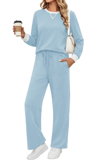 UVN Outfit Sets for Women Fall Winter Long Sleeve Tops and Pants Two Piece Lounge Sets Vacation Travel Sweatsuit Tracksuit