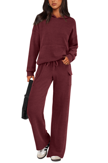 UVN Two Piece Sets for Women Fall Casual Lounge Outfits Long Sleeve Hoodies Tops and Cargo Pants Tracksuits with Pockets