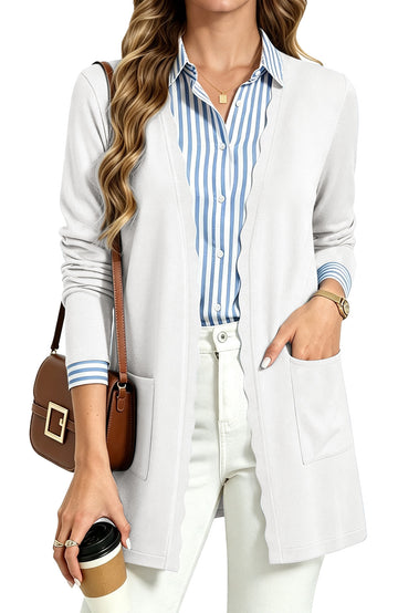UVN Cardigan Sweater for Women Fall Long Sleeve Open Front Tops Ladies Casual Lightweight Soft Knit Coats with Pockets