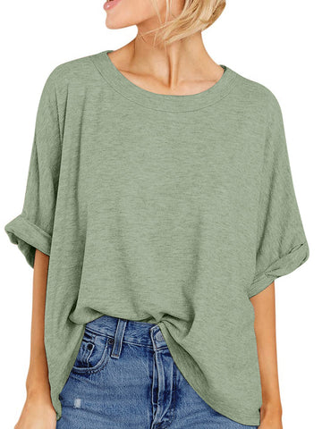 UVN Oversized T Shirt for Women Summer Casual Short Sleeve Tee Ladies Loose Crewneck Tops