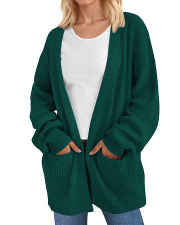 UVN Sweaters for Women Fall Winter Open Front Cardigans Long Sleeve Oversized Casual Soft Knit Outerwear Coats with Pockets
