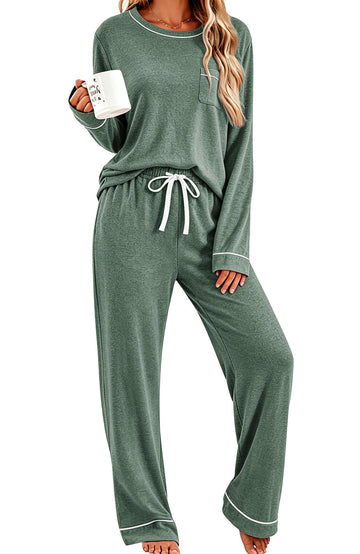 UVN Womens Pajama Sets Long Sleeve Tops and Pants 2 Piece Outfits Fall Casual Sleepwear Nightwear Soft Pjs Lounge Sets