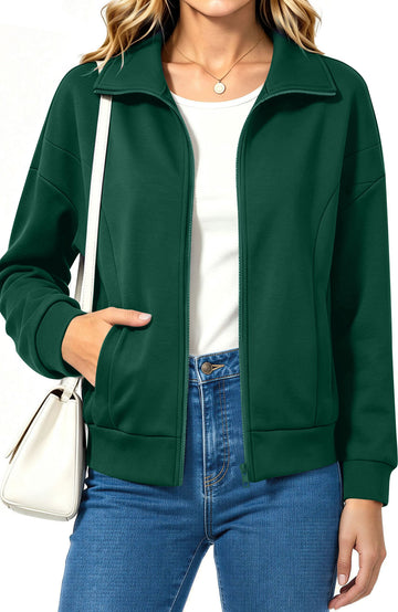 UVN Sweatshirts Jackets for Women Long Sleeve Lapel Zip Up Coats Ladies Trendy Fall Casual Outerwear Tops with Pockets
