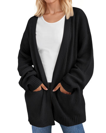 UVN Sweaters for Women Fall Winter Open Front Cardigans Long Sleeve Oversized Casual Soft Knit Outerwear Coats with Pockets