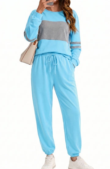 UVN Tracksuit for Women Colorblock Striped Sweatsuit Casual 2 Piece Sweatshirts Sweatpants Jogger Set Outfits