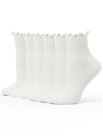 UVN 6 Pairs Womens Socks Novelty Ruffle Ankle Socks for Women Breathable Comfort Sock, Size 5-9