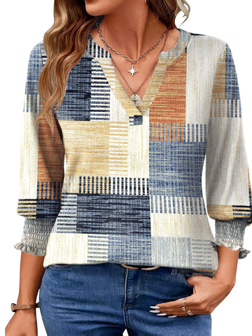 UVN Summer V Neck Womens Blouses Dressy Casual 3/4 Sleeve Shirts Ladies Tunic Tops