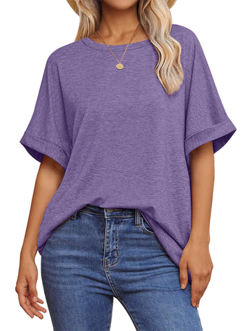 UVN Oversized T Shirt for Women Summer Casual Short Sleeve Tee Ladies Loose Crewneck Tops