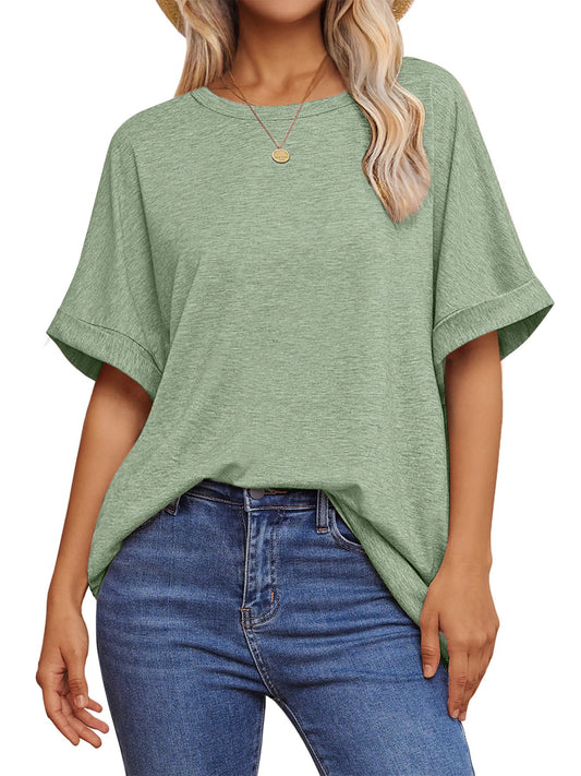 UVN Oversized T Shirt for Women Summer Casual Short Sleeve Tee Ladies Loose Crewneck Tops