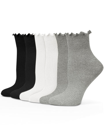 UVN 6 Pairs Womens Socks Novelty Ruffle Ankle Socks for Women Breathable Comfort Sock, Size 5-9
