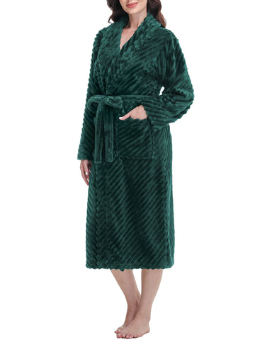 UVN Fleece Robes for Women Winter Plush Long Bathrobes Soft Cozy Fluffy Premium Sleepwear Housecoats
